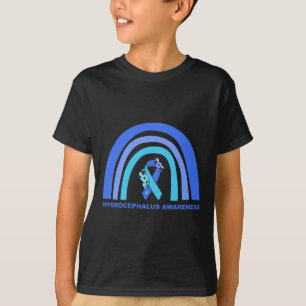 Awareness Support Floral Blue Ribbon Rainbow T-Shirt