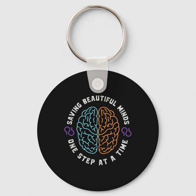 Awareness Support Month Memories Problem End  Keychain (Front)