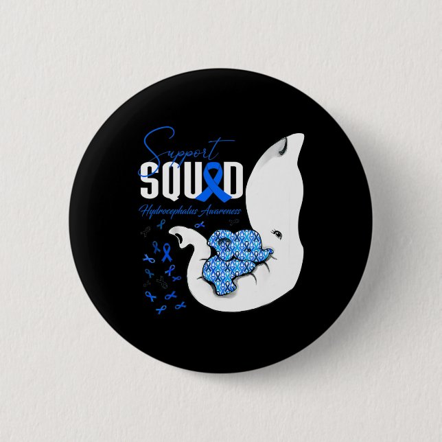 Awareness Support Squad Elephant  2 Inch Round Button (Front)