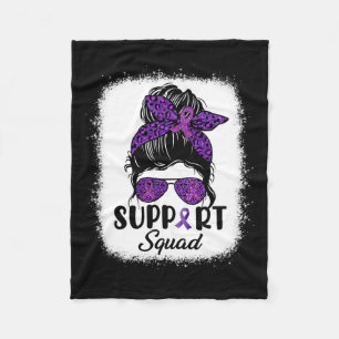 Awareness Support Squad Messy Bun Hair Women Girl Fleece Blanket