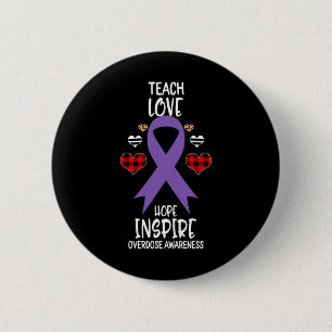 Awareness Teach Ribbon Love Hope Inspire  2 Inch Round Button