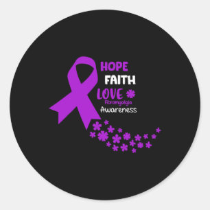 Awareness Tee Hope Faith Love Fibromyalgia Awar Classic Round Sticker