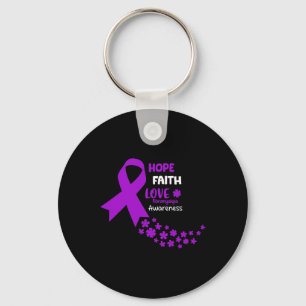 Awareness Tee Hope Faith Love Fibromyalgia Awar Keychain