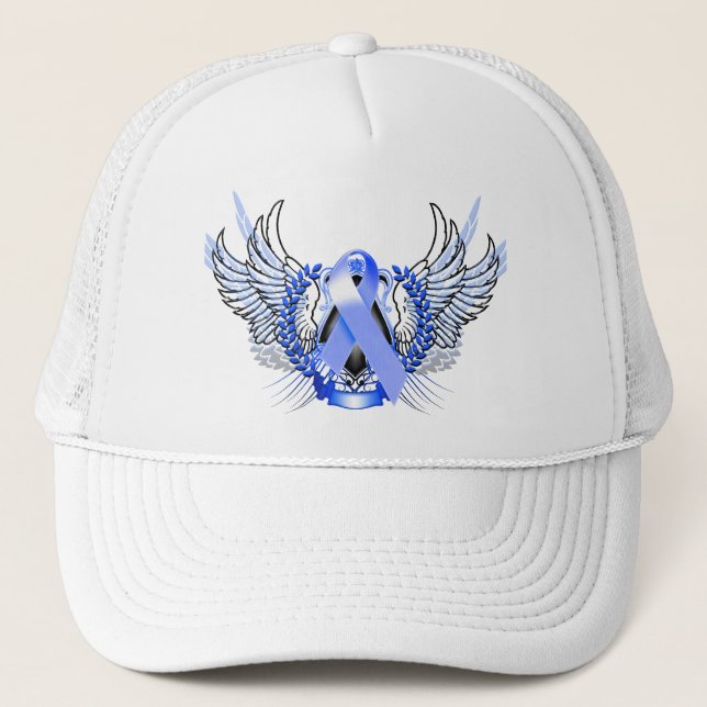 Awareness Tribal Blue Trucker Hat (Front)