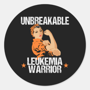 Awareness Unbreakable Warrior Orange Ribbon Classic Round Sticker