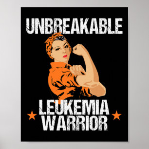Awareness Unbreakable Warrior Orange Ribbon Poster