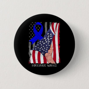 Awareness Vintage American Flag Blue Ribbon 2 Inch Round Button