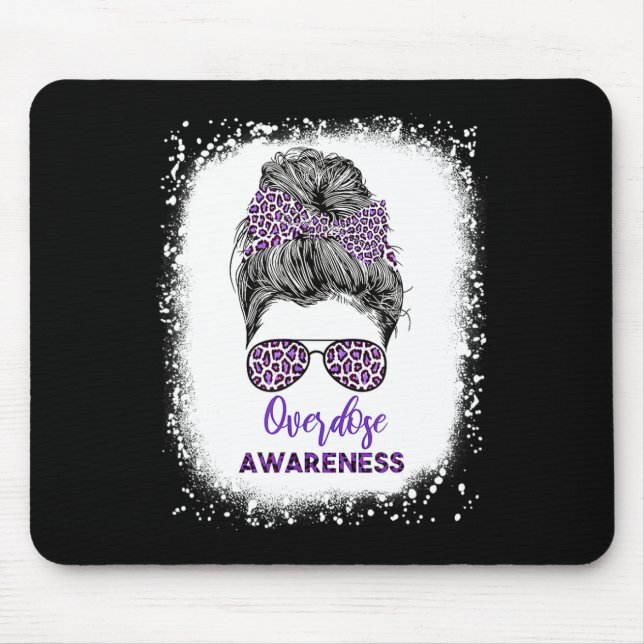 Awareness Warrior Messy Hair Bun Purple Ribbon 1  Mouse Pad (Front)