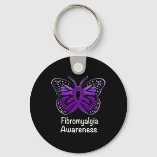 Awareness Warrior Support Purple Ribbon 2  Keychain