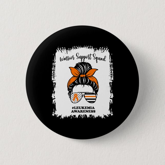 Awareness Warrior Support Squad Messy Bun Matching 2 Inch Round Button (Front)
