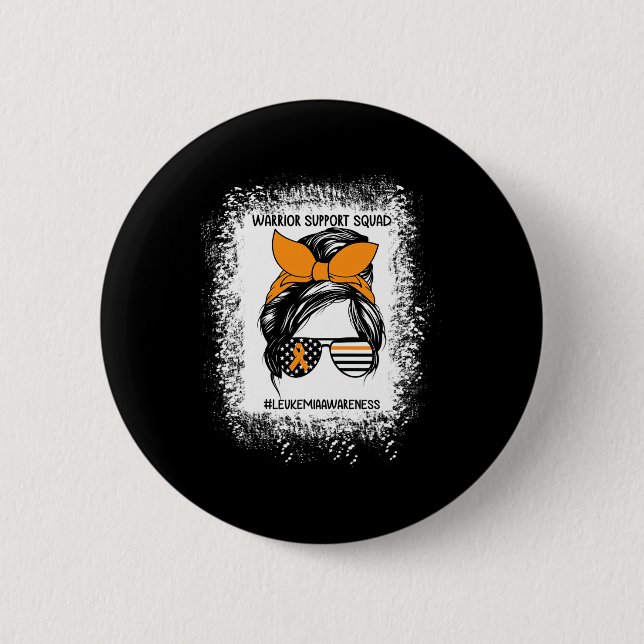 Awareness Warrior Support Squad Messy Bun Sungl  2 Inch Round Button (Front)