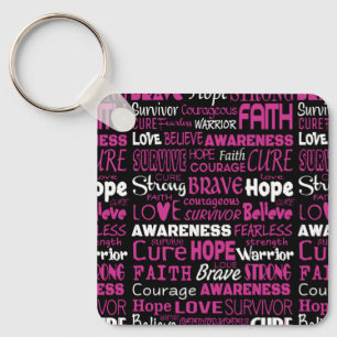Awareness Words...Breast Cancer Keychain