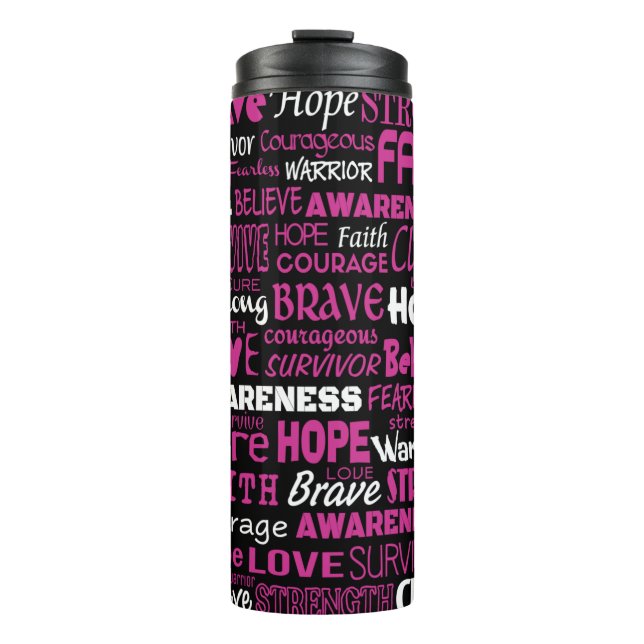 Awareness Words...Breast Cancer Thermal Tumbler (Front)