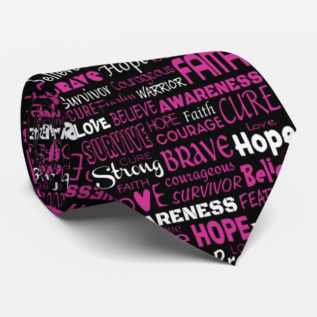 Awareness Words...Breast Cancer Tie (Rolled)