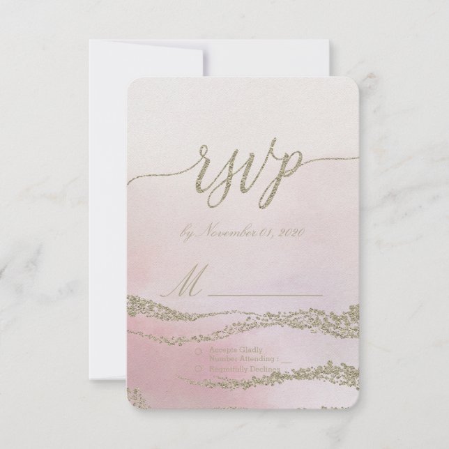 Awash Elegant Aquarelle dans Blush Wedding RSVP (Devant)