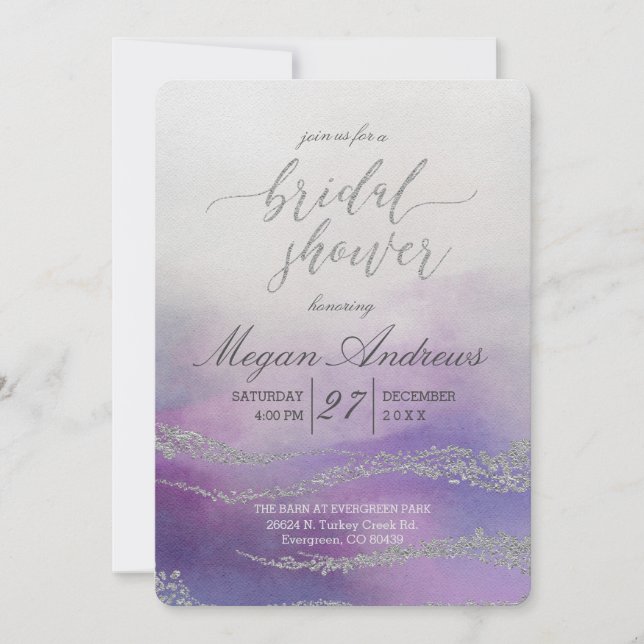 Awash Elegant Watercolor Bridal Shower Invitation (Front)