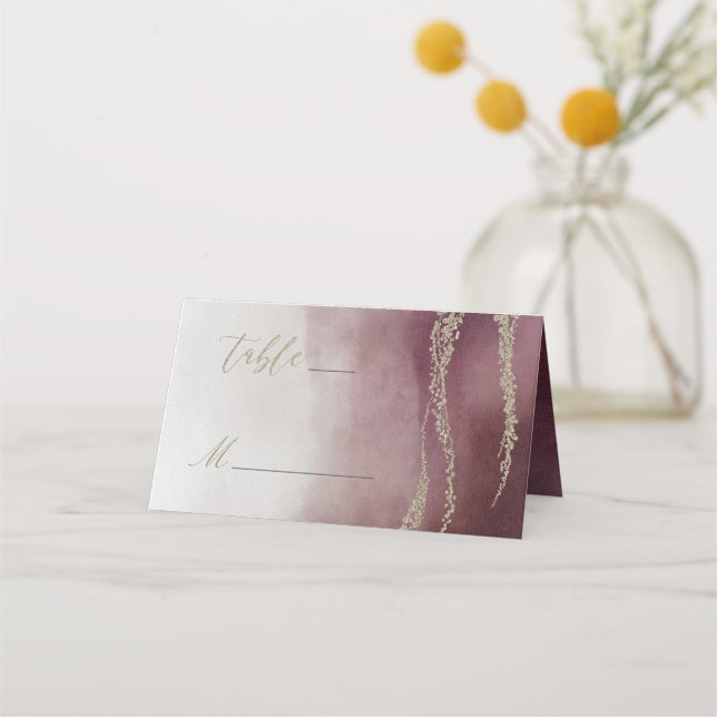 Awash Elegant Watercolor Cranberry Table Number Place Card (Front)