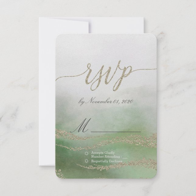 Awash Elegant Watercolor in Foliage Wedding RSVP (Front)