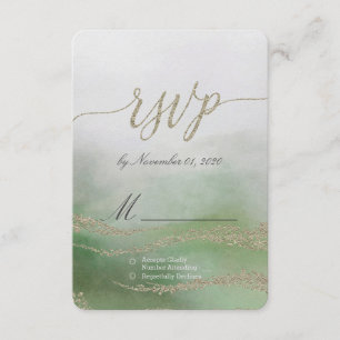 Awash Elegant Watercolor in Foliage Wedding RSVP Card