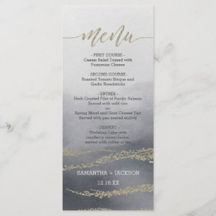 Awash Elegant Watercolor in Smoke Wedding Menu