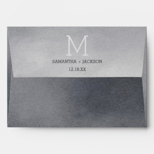 Awash Elegant Watercolor Smoke Wedding Monogram Envelopes