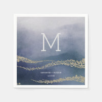 Awash Elegant Watercolor Surf Wedding Monogram
