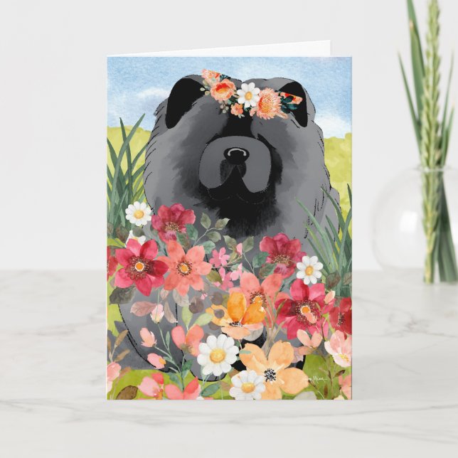 AWASH IN LIGHT Black - Blue  Chow Dog  Art Card (Front)