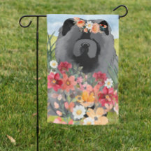 AWASH IN LIGHT Black - Blue  Chow Dog garden flag