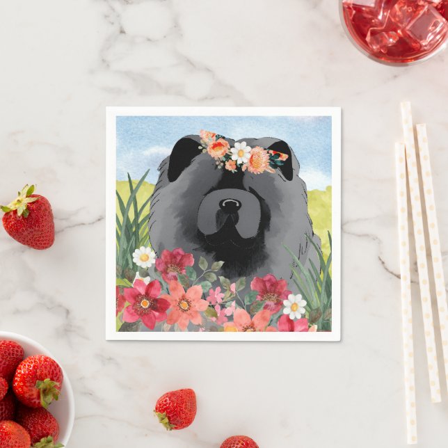 AWASH IN LIGHT Black - Blue  Chow Dog  shirts Napkin (Insitu)