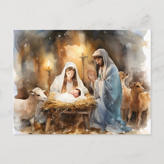 Away In A Manger Christmas  Postcard (Front)