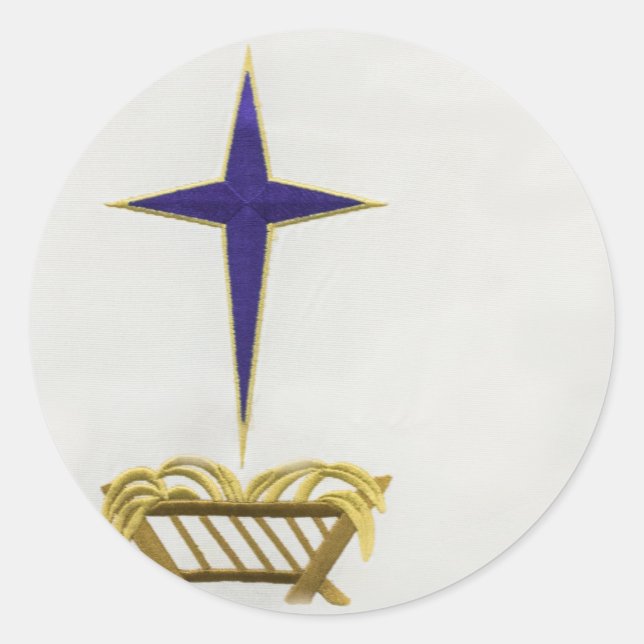Away In a Manger Classic Round Sticker (Front)