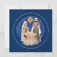 Away In A Manger Lyrics Nativity Scene Blue