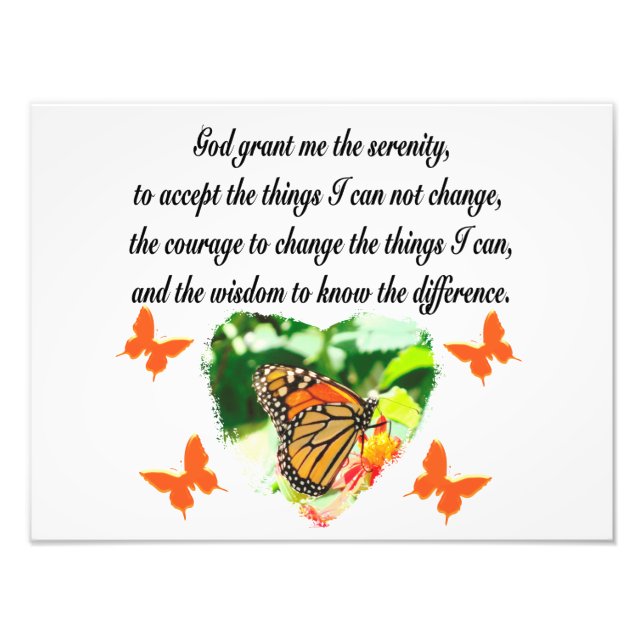 AWE INSPIRING BUTTERFLY SERENITY PRAYER PHOTO (Front)