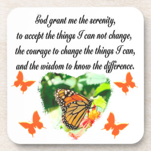 AWE INSPIRING BUTTERFLY SERENITY PRAYER PHOTO COASTER