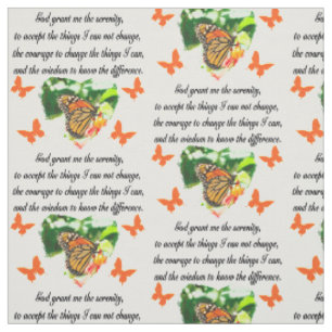 AWE INSPIRING BUTTERFLY SERENITY PRAYER PHOTO FABRIC