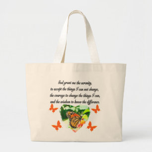 AWE INSPIRING BUTTERFLY SERENITY PRAYER PHOTO LARGE TOTE BAG