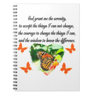AWE INSPIRING BUTTERFLY SERENITY PRAYER PHOTO NOTEBOOK