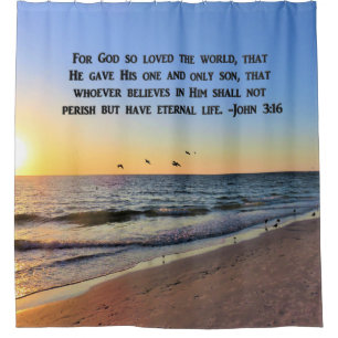 AWE-INSPIRING JOHN 3:16 SUNRISE SHOWER CURTAIN