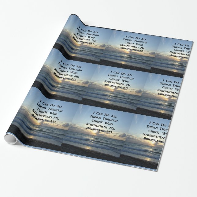 AWE-INSPIRING PHILIPPIANS 4:13 SCRIPTURE VERSE WRAPPING PAPER (Unrolled)