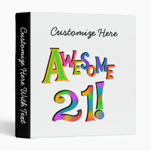 Awesome 21 Birthday T-shirts and Gifts Binder