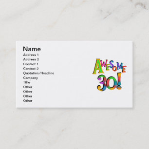 Awesome 30 Birthday T-shirts and Gifts Business Card
