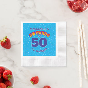 AWESOME 50 Birthday LIGHT BLUE Napkin