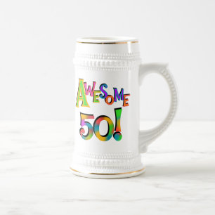 Awesome 50 Birthday T-shirts and Gifts Beer Stein