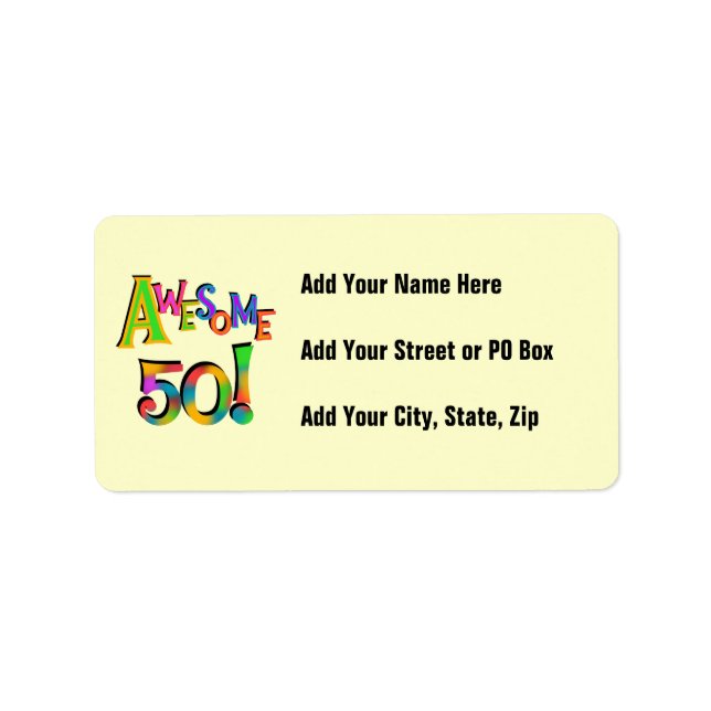 Awesome 50 Birthday T-shirts and Gifts Label (Front)