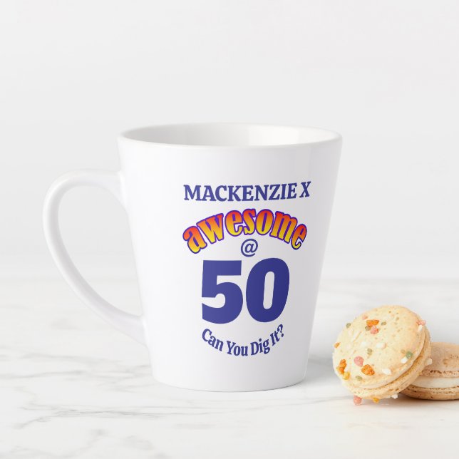 AWESOME 50 BLUE Birthday Latte Mug (In Situ)