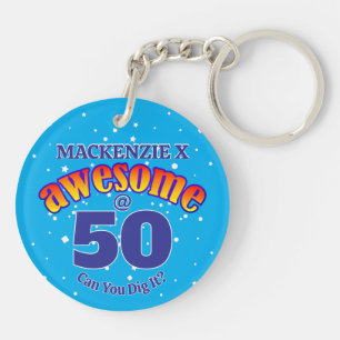 AWESOME 50 Light BLUE Birthday Keychain