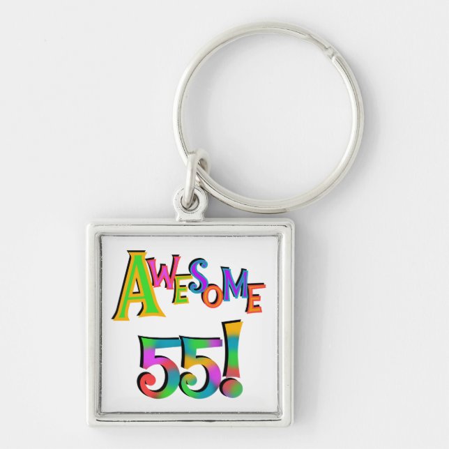 Awesome 55 Birthday T-shirts and Gifts Keychain (Front)
