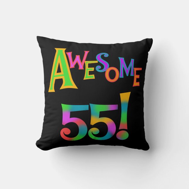 Awesome 55 Birthday T-shirts and Gifts Throw Pillow (Front)