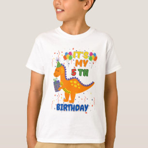 Awesome 5th Birthday Dinosaur T-Shirt for Boys and