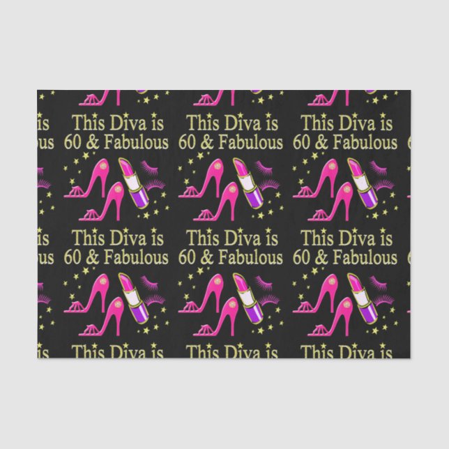AWESOME 60TH BIRTHDAY DIVA DESIGN TISSUE PAPER (Front)